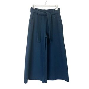 Sweaty Betty Enso Culotte Pants Women's Size XS Blue Belted Wide Leg Crop